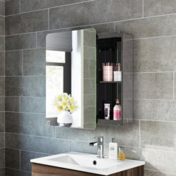Ibathuk 660 X 460 Stainless Steel Bathroom Mirror Cabinet Modern Sliding Door Storage Unit - thumbnail 2