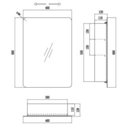 Ibathuk 660 X 460 Stainless Steel Bathroom Mirror Cabinet Modern Sliding Door Storage Unit - thumbnail 3