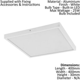 2 Pack Of Modern White 400mm Led Wall And Ceiling Lights - 25W 3000K Ambient Lighting - thumbnail 2