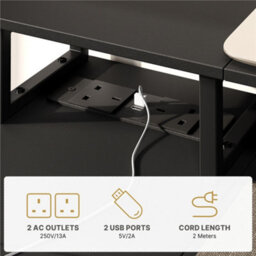Yaheetech Black 120 Cm L Shaped Wooden Computer Desk With Charging Station & 4 Drawers - thumbnail 4