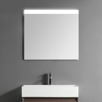Homestylestore Dark Walnut Wall Mounted Waterproof Led Bathroom Mirror 750 X 680mm - image 1