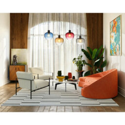 Luminosa Lighting Luminosa Toy Bar Pendant Ceiling Light Matt Black Multicolour Glass Shade 4X E27 - thumbnail 6
