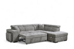 Grey Chenille Fabric Corner Sofa Bed With Storage And Ottomans 2C1 Sofabed - thumbnail 3