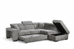 Grey Chenille Fabric Corner Sofa Bed With Storage And Ottomans 2C1 Sofabed - thumbnail 4