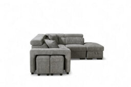 Grey Chenille Fabric Corner Sofa Bed With Storage And Ottomans 2C1 Sofabed - thumbnail 5