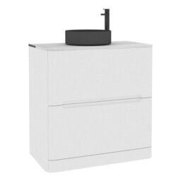 Royal Bathrooms Venice 800mm Gloss White Freestanding Bathroom Countertop Vanity Unit 2 Drawer With Art Round Basin - thumbnail 7