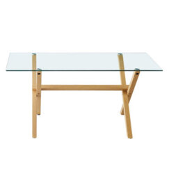 Hallowood Furniture Cullompton Glass Table With Wooden Effect Legs (160Cm) - thumbnail 8
