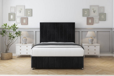 "Comfort Sara Black Naples Divan Bed Set 2 Drawers Right Side - 54"" Floor Standing & 12"" Footboard 3' Single" - image 1
