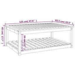 Berkfield Garden Table White 121X82.5X45 Cm Solid Wood Pine - thumbnail 8