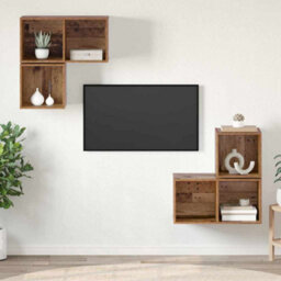 Berkfield Tv Cabinet Set 4 Pcs Old Wood 37 X 37 X 72 Cm Engineered Wood - thumbnail 1