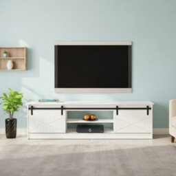 Granero White Tv Cabinet Modern White Gloss Living Room Entertainment Unit - thumbnail 1