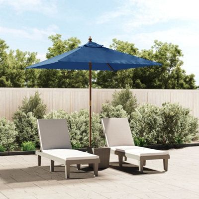 Berkfield Garden Parasol With Wooden Pole Azure Blue 198X198X231 Cm - image 1