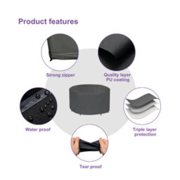 Home Source Duracover 140Cm Heavy Duty Waterproof & Uv Resistant  Small Round Outdoor Patio Furniture Cover - thumbnail 5