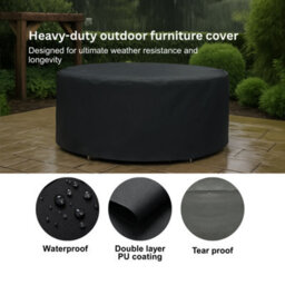 Home Source Duracover 140Cm Heavy Duty Waterproof & Uv Resistant  Small Round Outdoor Patio Furniture Cover - thumbnail 2