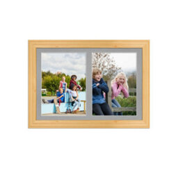 AK Frames 20X14 Light Oak Classic Multi Photo Frame With Silver Mount - Holds 2 Apertures (2X) A4 Photos