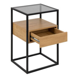 Wyld Haus Wrenna Oak Effect Bedside Table With Tempered Glass Top And Drawer - thumbnail 5