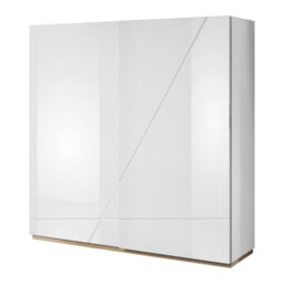 Arte Luxurious Futura Sliding Door Wardrobe With Shelves And Hanging Rail In White Gloss & Oak Riviera (W2000mm X H2160mm X D600mm)
