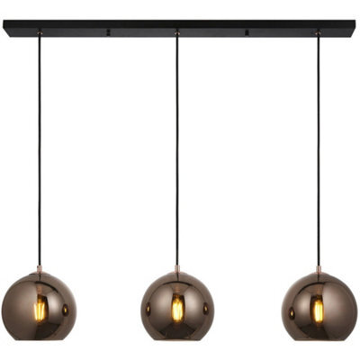 Loops Hanging Ceiling Pendant Light - Copper Mirrored Glass & Matt Black Paint - 3 X 10W Led E27 - image 1