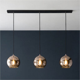 Loops Hanging Ceiling Pendant Light - Copper Mirrored Glass & Matt Black Paint - 3 X 10W Led E27 - thumbnail 3