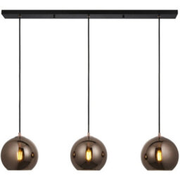 Loops Hanging Ceiling Pendant Light - Copper Mirrored Glass & Matt Black Paint - 3 X 10W Led E27