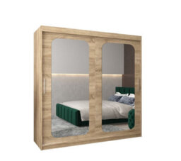 Arte Uppsala T3 Sliding Door Wardrobe 200Cm In Oak Sonoma - Classic Woodgrain Mirrored Storage - thumbnail 2