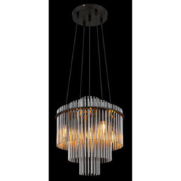 Luminosa Lighting Luminosa Gorley Pendant Ceiling Light Matt Black Smoke Glass Shade 5X E14 - thumbnail 4