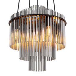 Luminosa Lighting Luminosa Gorley Pendant Ceiling Light Matt Black Smoke Glass Shade 5X E14 - thumbnail 3