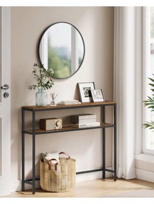 LEDREM Console Table, 2-Tier Sofa Table, 20 X 80 X 80 Cm, Narrow Entryway Table, For Living Room, Bedroom