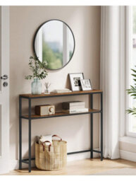 LEDREM Console Table, 2-Tier Sofa Table, 20 X 80 X 80 Cm, Narrow Entryway Table, For Living Room, Bedroom - thumbnail 1