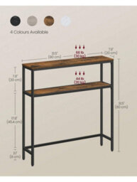 LEDREM Console Table, 2-Tier Sofa Table, 20 X 80 X 80 Cm, Narrow Entryway Table, For Living Room, Bedroom - thumbnail 7