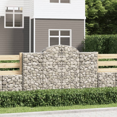 Berkfield Arched Gabion Baskets 7 Pcs 200X50X120/140 Cm Galvanised Iron - image 1
