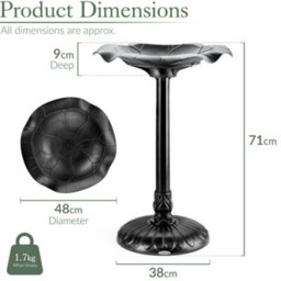 Christow Lily Leaf Resin Garden Bird Bath - thumbnail 7