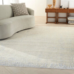 Ivory Silver Blue Handmade Luxurious Modern,abstract Rug For Bedroom & Living Room-61Cm X 91Cm - thumbnail 2