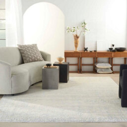 Ivory Silver Blue Handmade Luxurious Modern,abstract Rug For Bedroom & Living Room-61Cm X 91Cm - thumbnail 1