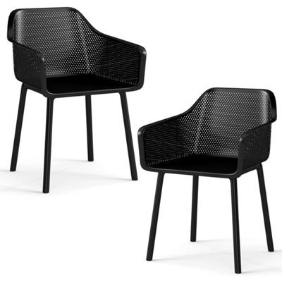 Modern Plastic Dining Chairs Set Of 2 W/ Wide Seat - image 1