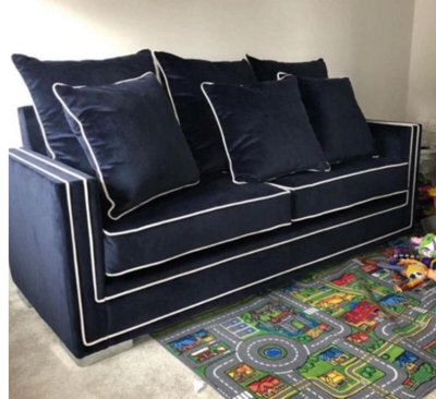 Stratus Interiors Regency Contrast Border Soft Velvet Sofa In Corner,3 Seat, 2 Seat - L Shape Corner - image 1