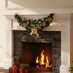 Living And Home Christmas Rattan Wreath, Artificial Hanging Holiday Decoration, 150Cm X 45Cm - thumbnail 2
