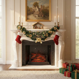 Living And Home Christmas Rattan Wreath, Artificial Hanging Holiday Decoration, 150Cm X 45Cm - thumbnail 3