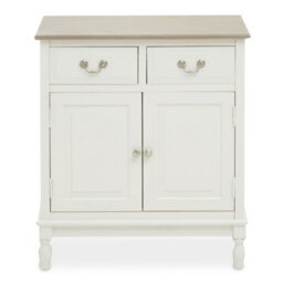 Orsina 2 Drawer Ivory Sideboard Cabinet, Pine Wood Storage Side Board For Kitchen, Dinning Room, Hallway, & Office