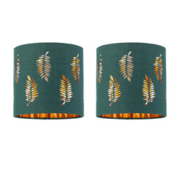 First Choice Lighting Set Of 2 Fern Dark Green Cut Out 15.5Cm Table Lamp Shades - thumbnail 1