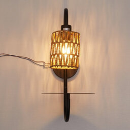 Living And Home 42Cm H E27 Bulb Base Sand Black Wall Lamp Wall Light With Paper Rope Lampshade - thumbnail 8
