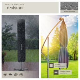 Tectake Parasol Sunna - 250 X 250 Cm With Led Solar Lighting, With Protective Cover - Light Grey - thumbnail 5