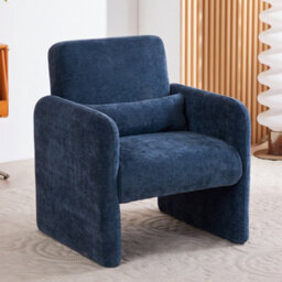 Living And Home Modern Blue Accent Chair With Lumbar Pillow