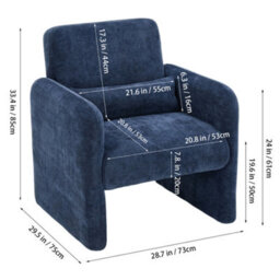 Living And Home Modern Blue Accent Chair With Lumbar Pillow - thumbnail 5