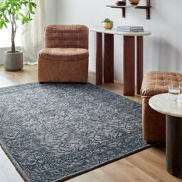Livabliss Sicily-Hand Tufted Charcoal Blue Wool Traditional Vintage Boho Living Dining Bedroom Rug 152 X 229 Cm Easy Care, Non Shedding
