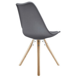 Fusion Living Soho Dark Grey Plastic Dining Chair With Pyramid Light Wood Legs - thumbnail 5