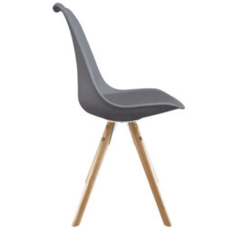 Fusion Living Soho Dark Grey Plastic Dining Chair With Pyramid Light Wood Legs - thumbnail 6