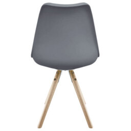Fusion Living Soho Dark Grey Plastic Dining Chair With Pyramid Light Wood Legs - thumbnail 4