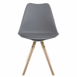 Fusion Living Soho Dark Grey Plastic Dining Chair With Pyramid Light Wood Legs - thumbnail 7