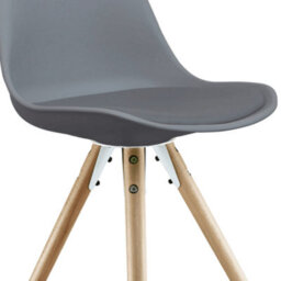 Fusion Living Soho Dark Grey Plastic Dining Chair With Pyramid Light Wood Legs - thumbnail 3